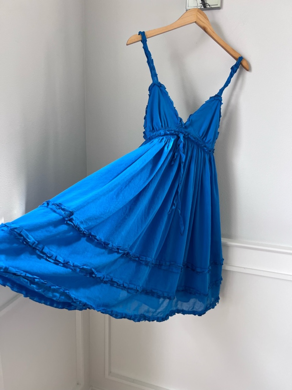 Manolo Vibrant Blue Ruched Strap Dress - Picture 5 of 10